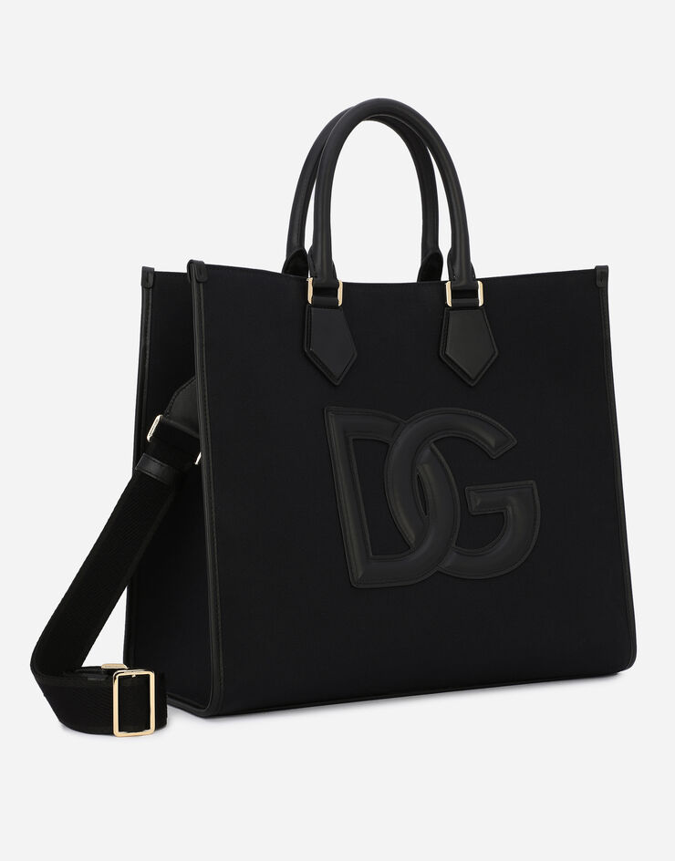 Dolce & Gabbana 카프스킨 나파 디테일 캔버스 쇼퍼백 블랙 BM1796AA451