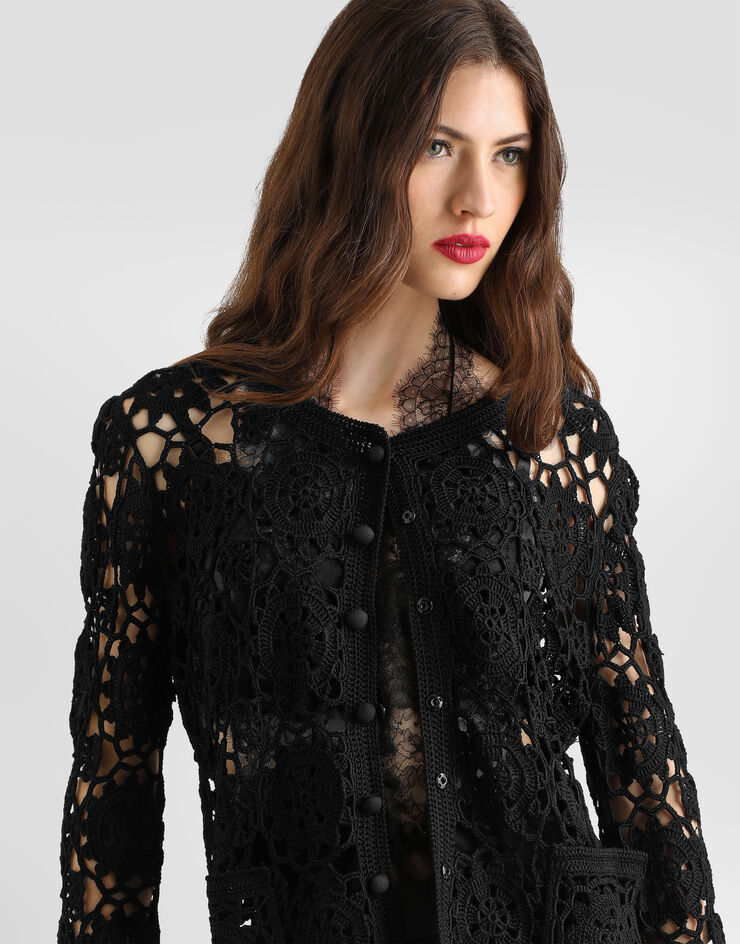 Dolce & Gabbana Crochet-knit cardigan Dolce & Gabbana Crochet-knit cardigan Black FXVG2TJBCLF