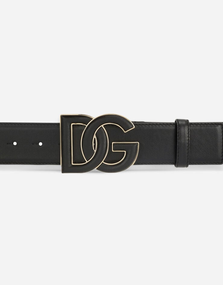 Dolce & Gabbana Cinturón en piel de becerro con logotipo DG Negro BE1503AW576