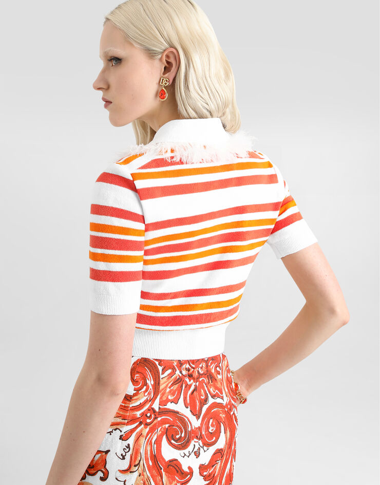 Dolce & Gabbana Polo shirt pullover in striped knit Orange FXZ49ZJGMIY