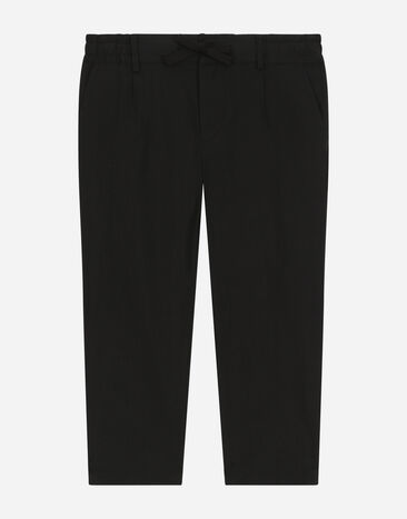Dolce & Gabbana Stretch poplin pants with logo tag Black L43P32FUFIP