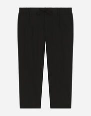 Dolce & Gabbana Stretch poplin pants with logo tag Negro L42Q37LDC28