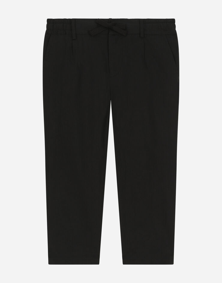 Dolce & Gabbana Stretch poplin pants with logo tag Black L43P32FUFIP