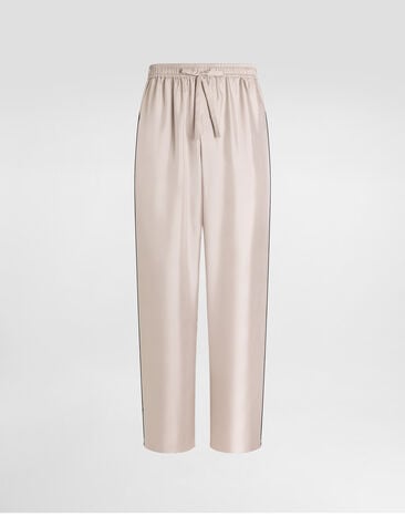 Dolce & Gabbana Vanity silk trousers with embroidery Beige GVRMAZGK252