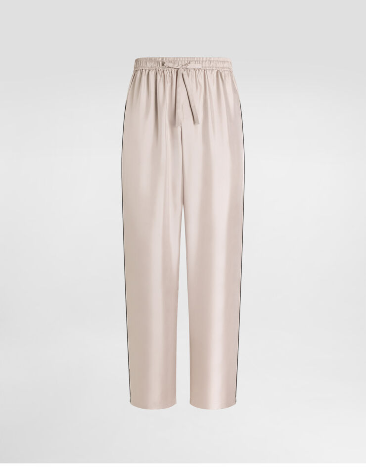 Dolce & Gabbana Vanity silk trousers with embroidery Beige GVRMAZGK252