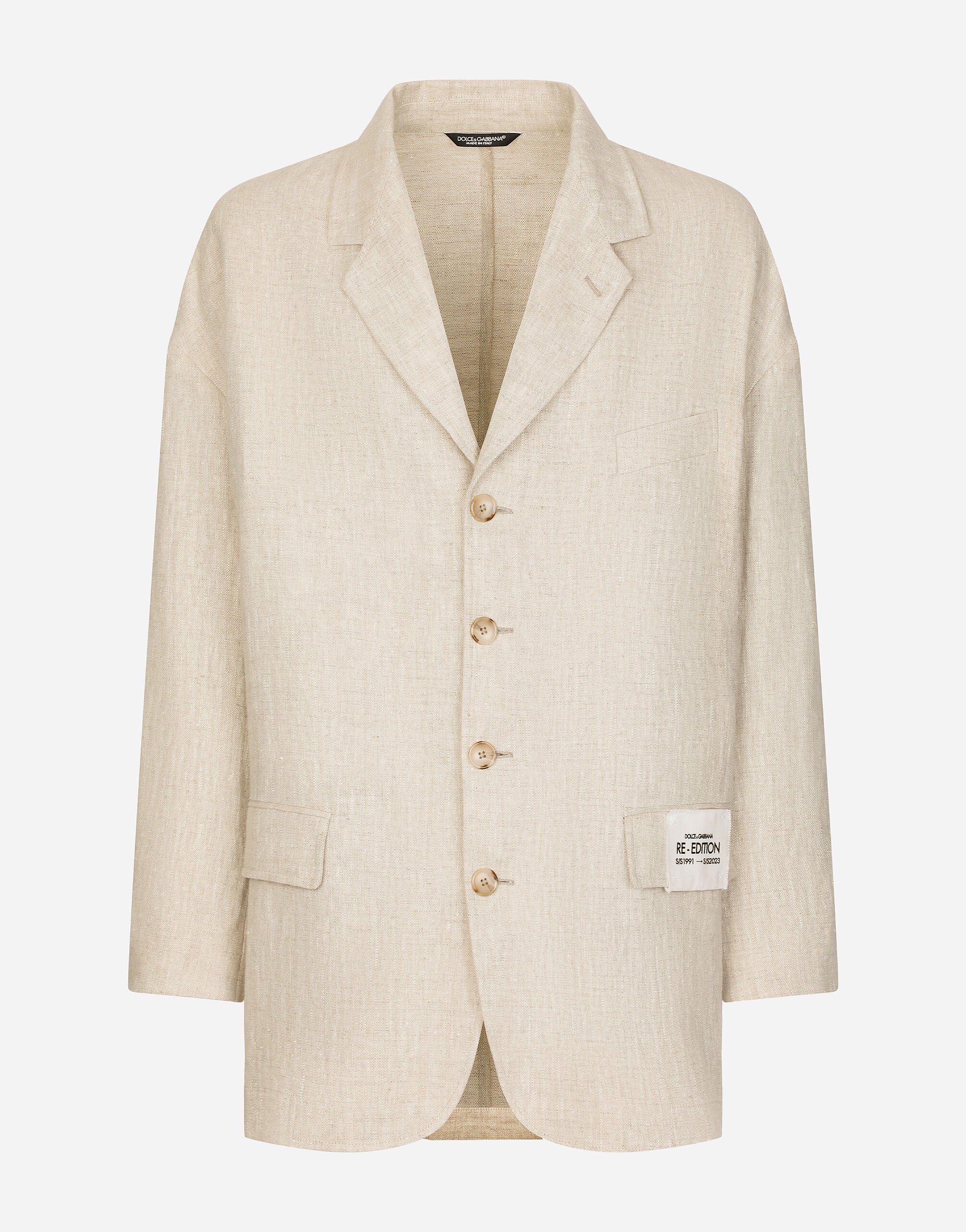 Dolce & Gabbana Oversize single-breasted linen and viscose jacket Multicolor G2SJ2TFU4KJ