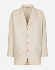 Dolce & Gabbana Oversize single-breasted linen and viscose jacket Black GH587AFU6X8