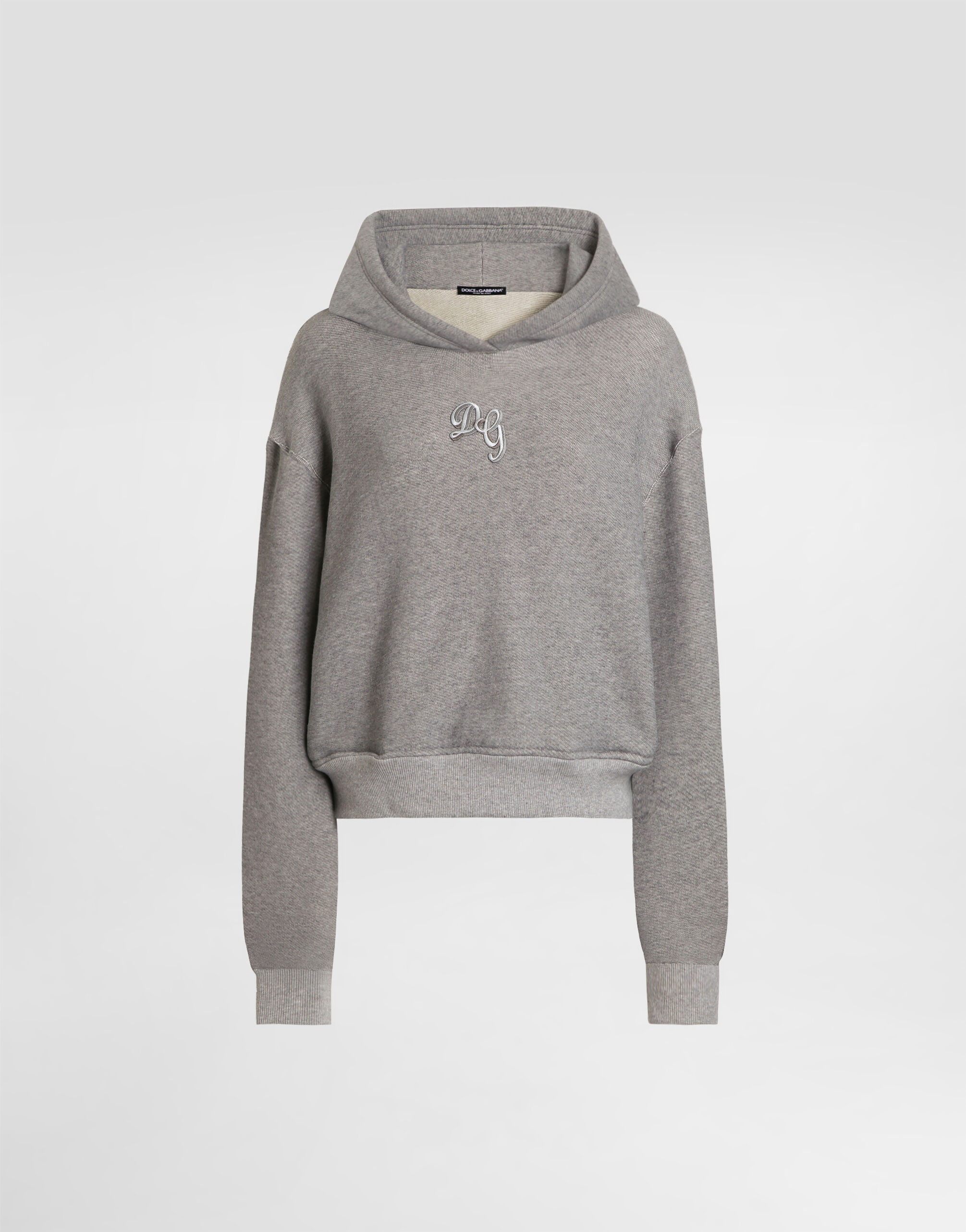 Fleece hoodie with embroidery in Grey for Women | Dolce&Gabbana® US