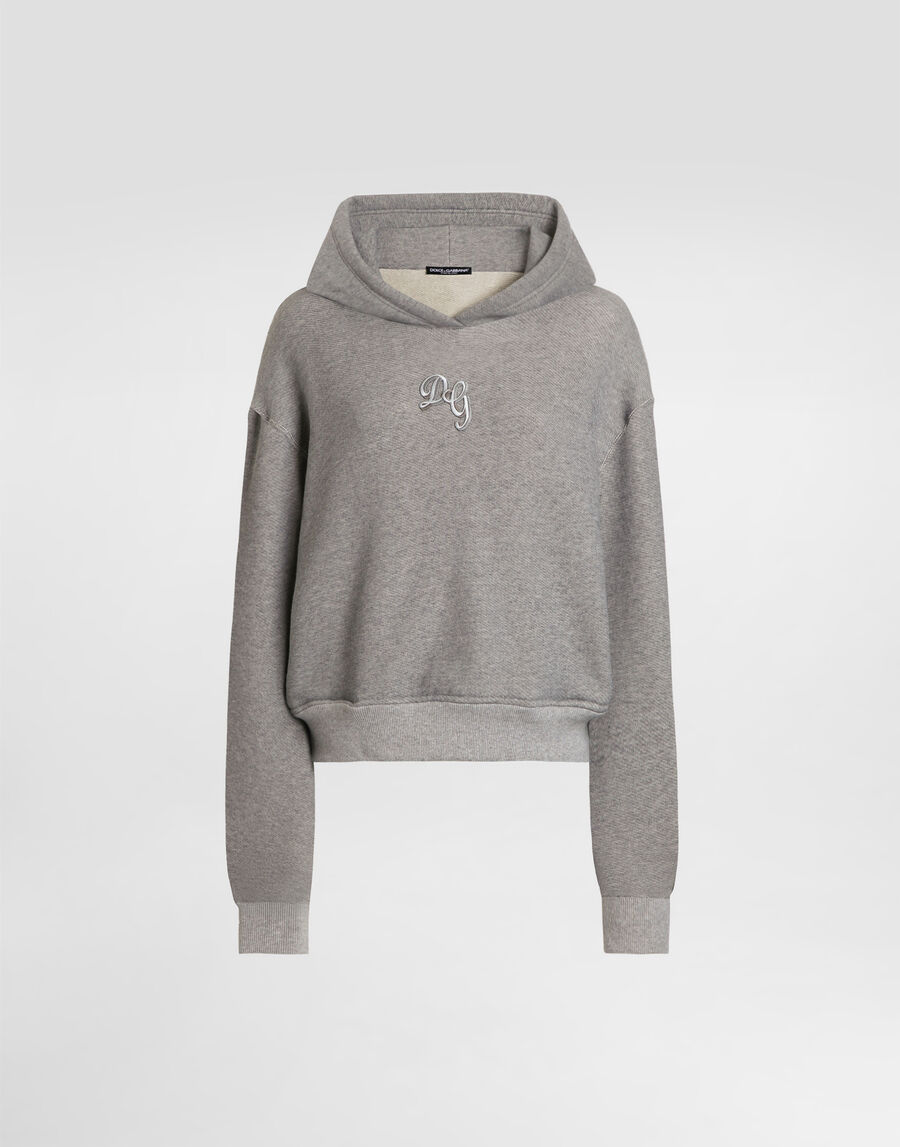Fleece hoodie with embroidery