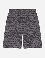 Dolce & Gabbana Viscose shorts with all-over logo print Gris L44S07G7M4B