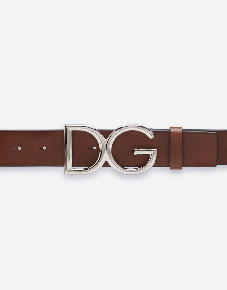 Dolce & Gabbana Tumbled leather belt with DG logo MARRONE BC4245AI894