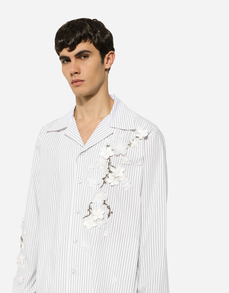 Dolce & Gabbana Striped poplin shirt with embroidery Dolce & Gabbana Striped poplin shirt with embroidery Multicolor G5LH2ZGH893