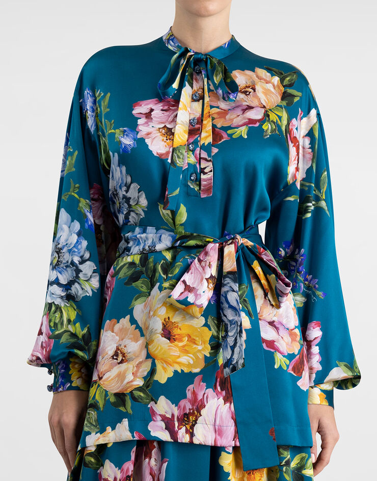 Dolce & Gabbana Peony-print satin shirt Multicolor I7550ZIS11R