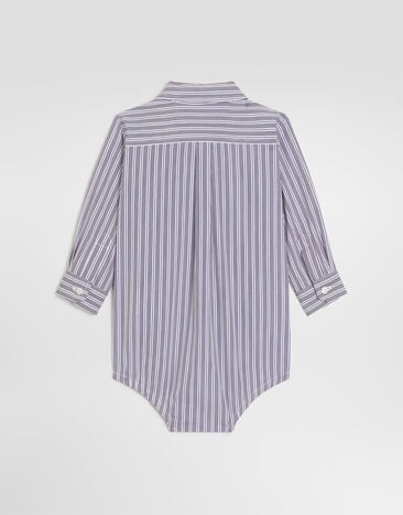 Dolce & Gabbana Striped poplin bodysuit with patch Multicolor L11O64FR532