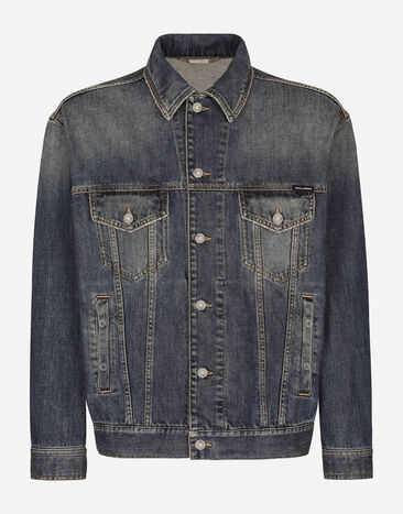 Dolce & Gabbana Эластичная джинсовая куртка светло-синего цвета с винтажным эффектом черный VG4390VP187