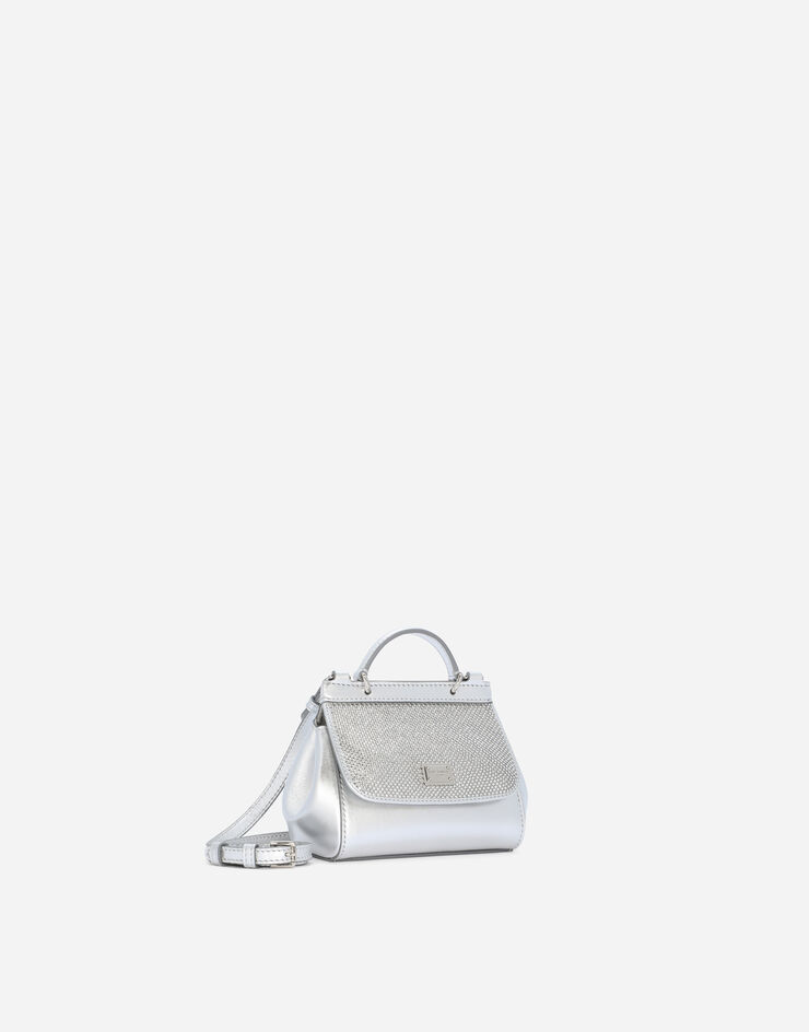 Dolce & Gabbana Minibolso Sicily de napa y strass termoadhesivos Plateado EB0003AA630
