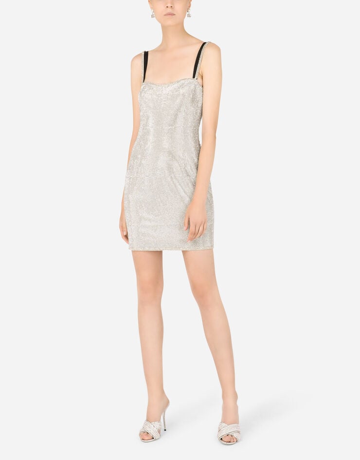 Dolce & Gabbana Short crystal mesh dress Multicolor F6ZN0ZGDAJ3