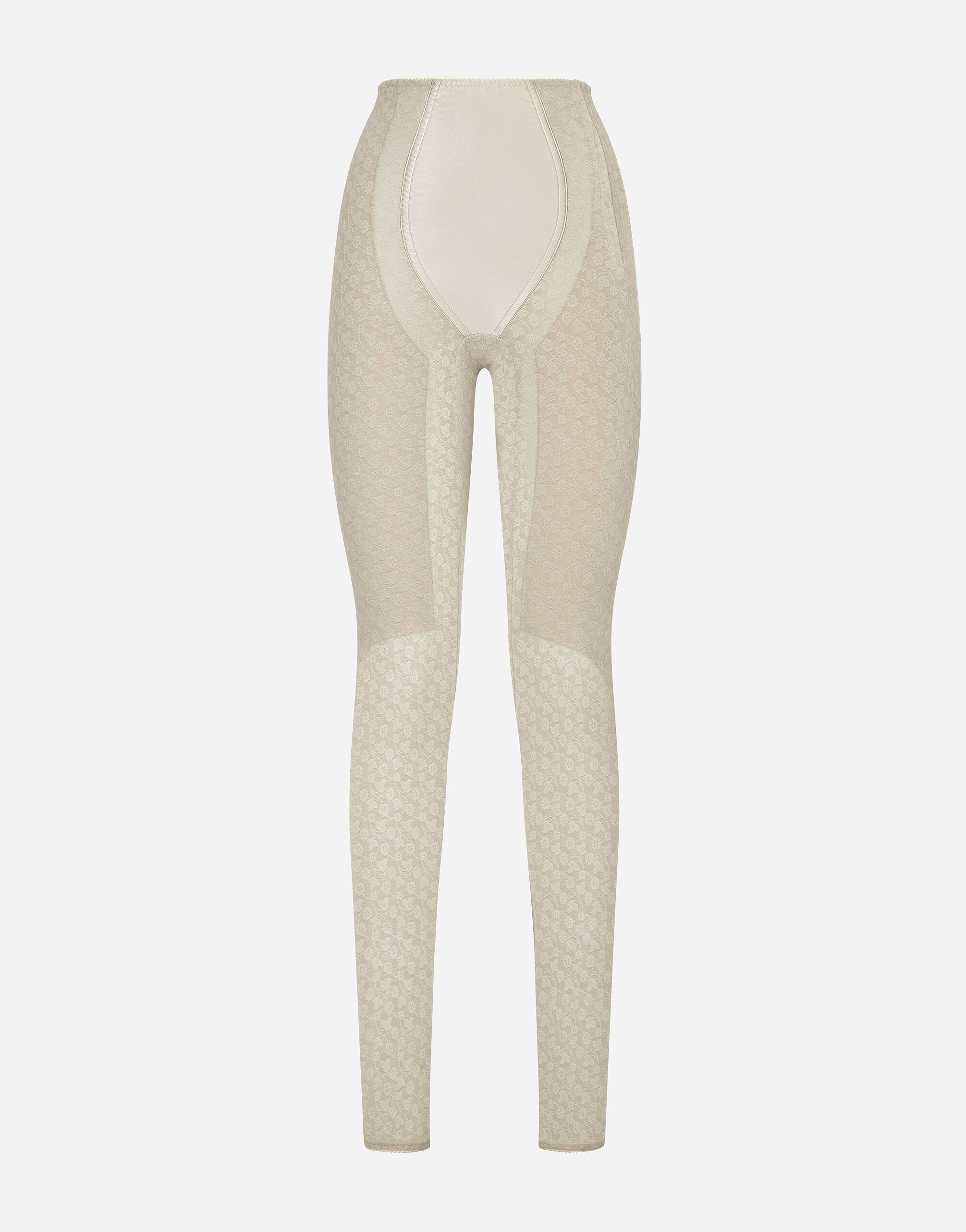 KIM DOLCE GABBANA Floral jacquard marquisette and satin leggings in Grey for Women Dolce Gabbana