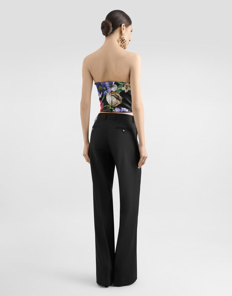 Dolce & Gabbana Satin corset top with floral print Print F7AX9TFSIB5