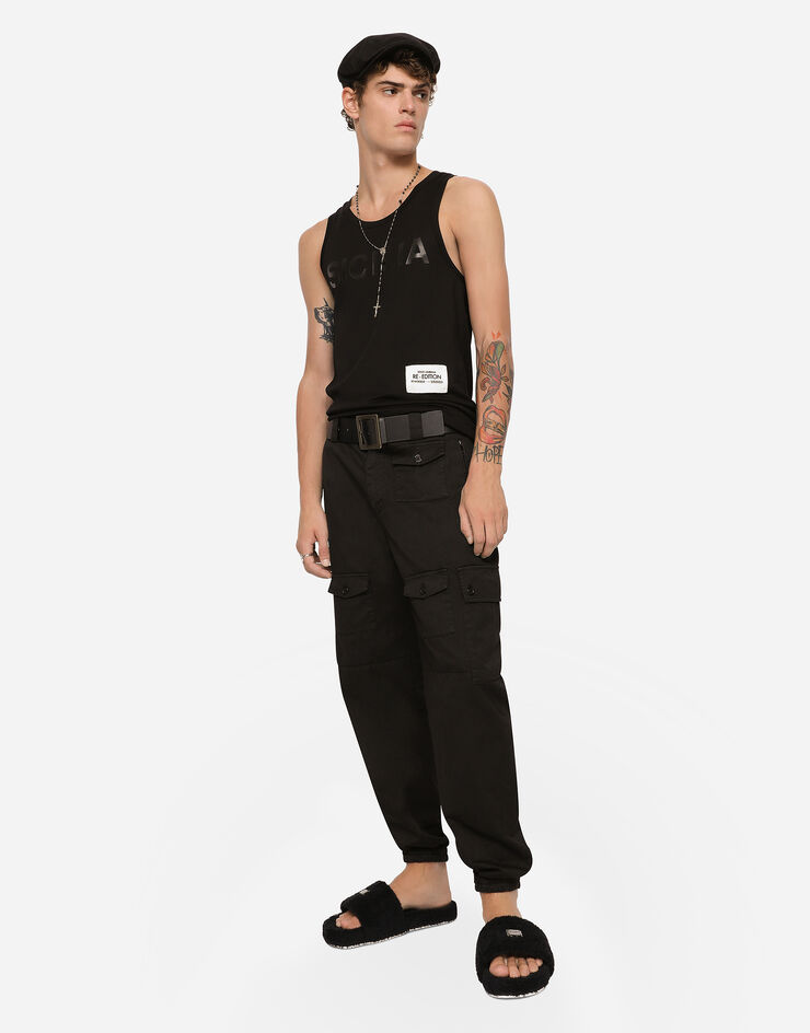 Dolce & Gabbana Garment-dyed cotton cargo pants Black GV1VHTG8IS4