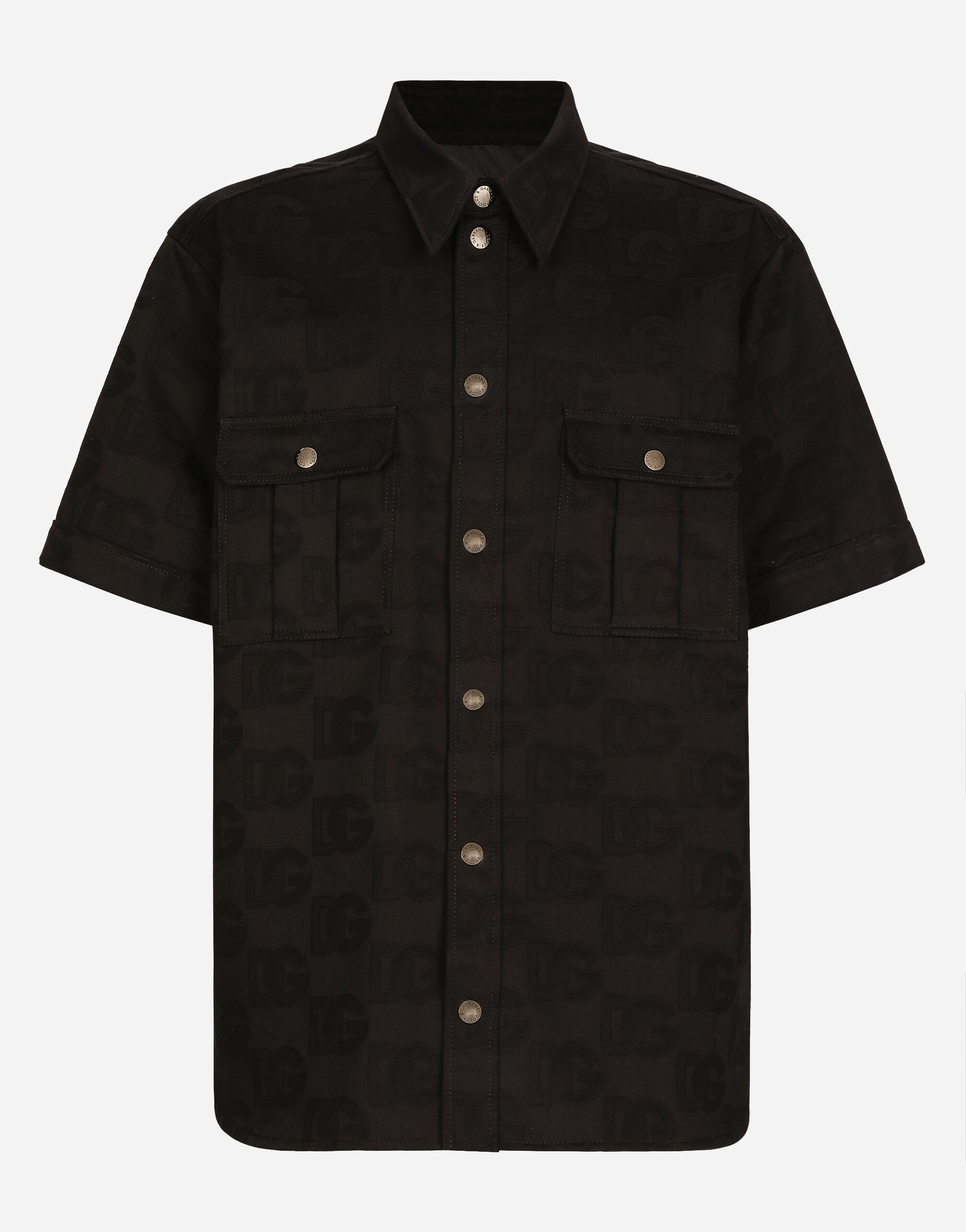 Dolce & Gabbana Cotton jacquard shirt with DG Monogram Black G2PS2THJMOW
