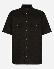 Dolce & Gabbana Cotton jacquard shirt with DG Monogram Black G2PS2THJMOW