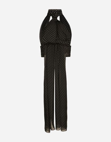 Dolce & Gabbana Top en mousseline avec lavallière et imprimé à pois Noir F79ESTIS1S1