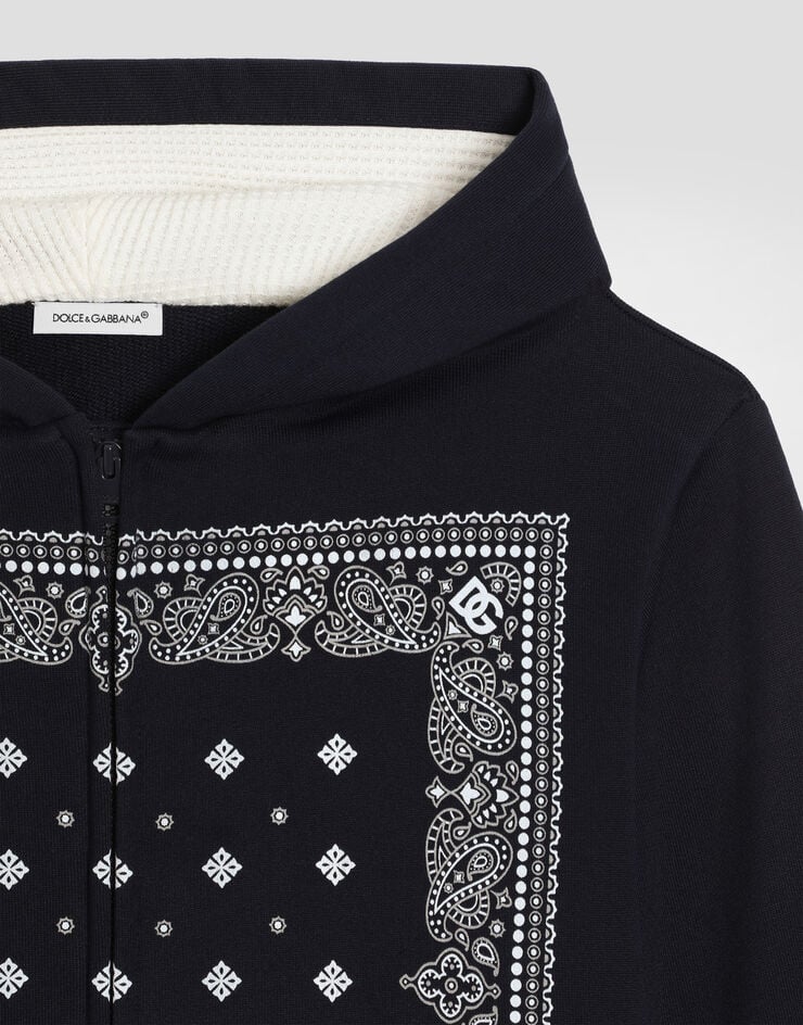 Dolce & Gabbana Cotton sweatshirt with bandana-print Dolce & Gabbana Cotton sweatshirt with bandana-print Blue L4JWNXG7P7I