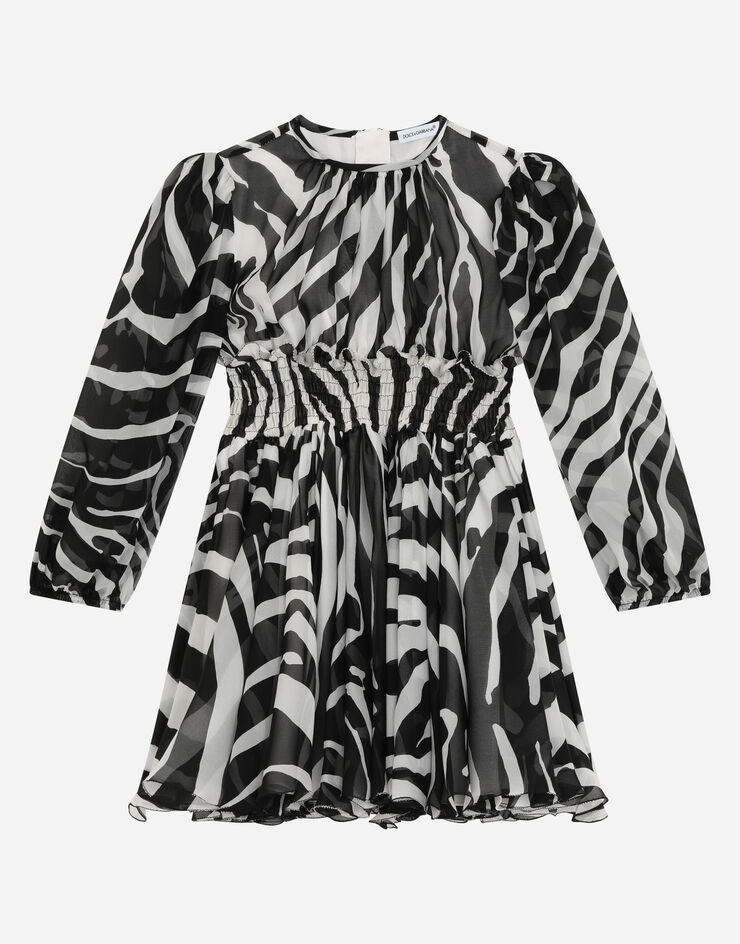 Dolce & Gabbana Short zebra-print chiffon dress Multicolor L53DD1IS1MJ
