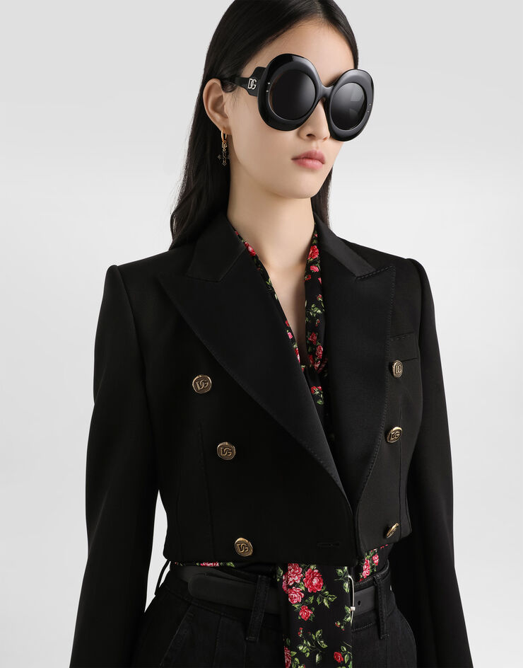 Dolce & Gabbana Double-breasted jacket in wool gabardine Black F299YTFU2OW