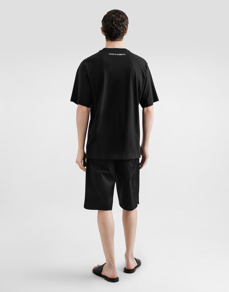 Dolce & Gabbana 로고 코튼 티셔츠 블랙 G8RZ2TG7O5V