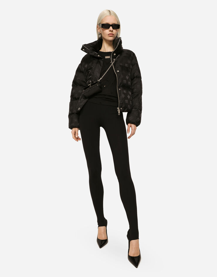 Dolce & Gabbana Short nylon jacket with jacquard DG logo Black F9R10TFJSCW