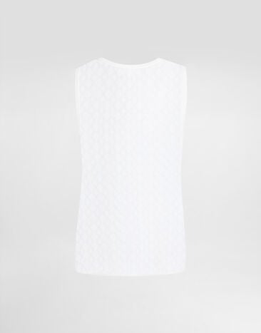 Dolce & Gabbana Diamond-pattern perforated cotton tank top White GXT35TJBCFI