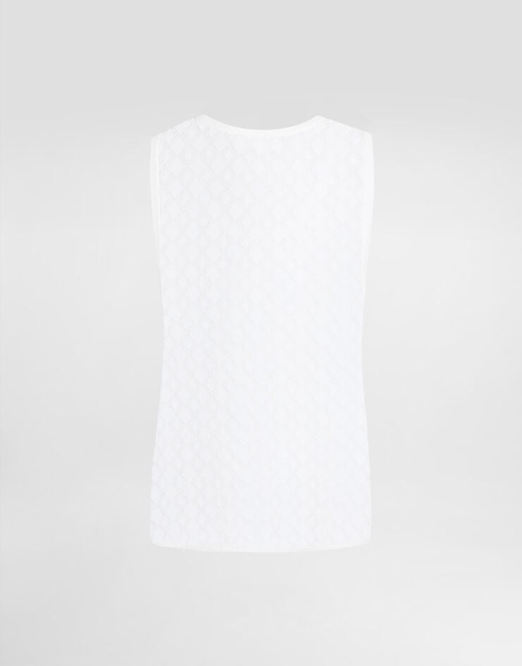 Dolce & Gabbana Diamond-pattern perforated cotton tank top White GXT35TJBCFI