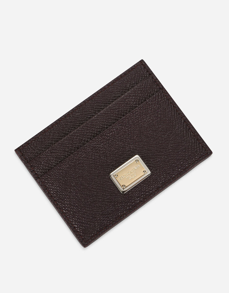 Dolce & Gabbana Porte-cartes en cuir de veau avec plaquette à logo Violet BI0330A1001