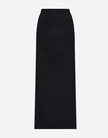 Dolce&Gabbana Gonna longuette in cady con spacchi Nero F4CLXTFURLE