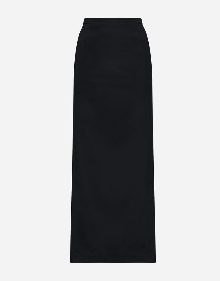Dolce&Gabbana Юбка миди из кади с разрезами черный F4CLXTFURLE