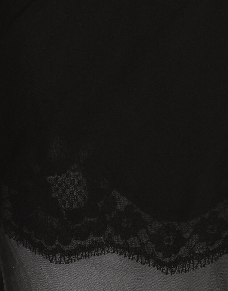 Dolce & Gabbana Longue robe asymétrique en mousseline Noir F6JHETFU1AT