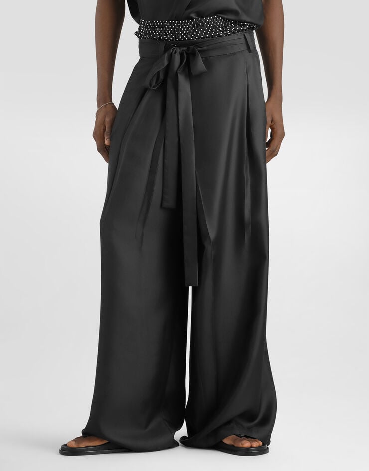Dolce & Gabbana Silk twill trousers Black GP22FTFU1XB