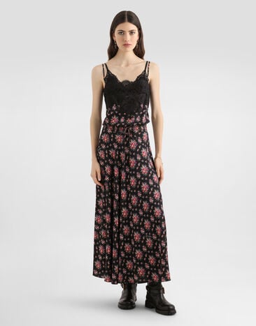 Dolce & Gabbana Small flower bouquets-print charmeuse top Multicolor F7BG9TFSA78