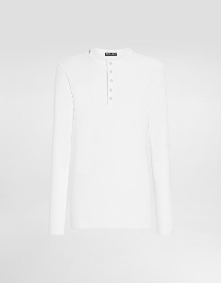 Dolce & Gabbana Ribbed cotton granddad-neck sweater White G8LA8TG7P0D