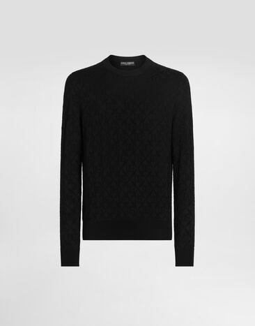 Dolce & Gabbana Jersey de seda con cuello redondo Negro GXX02TJBSM4