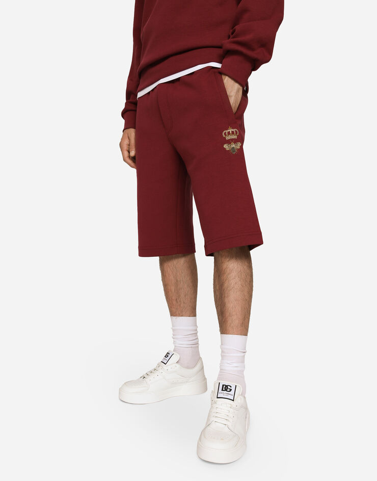 Dolce&Gabbana Jersey jogging shorts with embroidery Bordeaux GVF8AZHU7H9