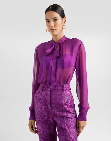 Dolce & Gabbana Chiffonbluse Violett F5S81TFU1AT