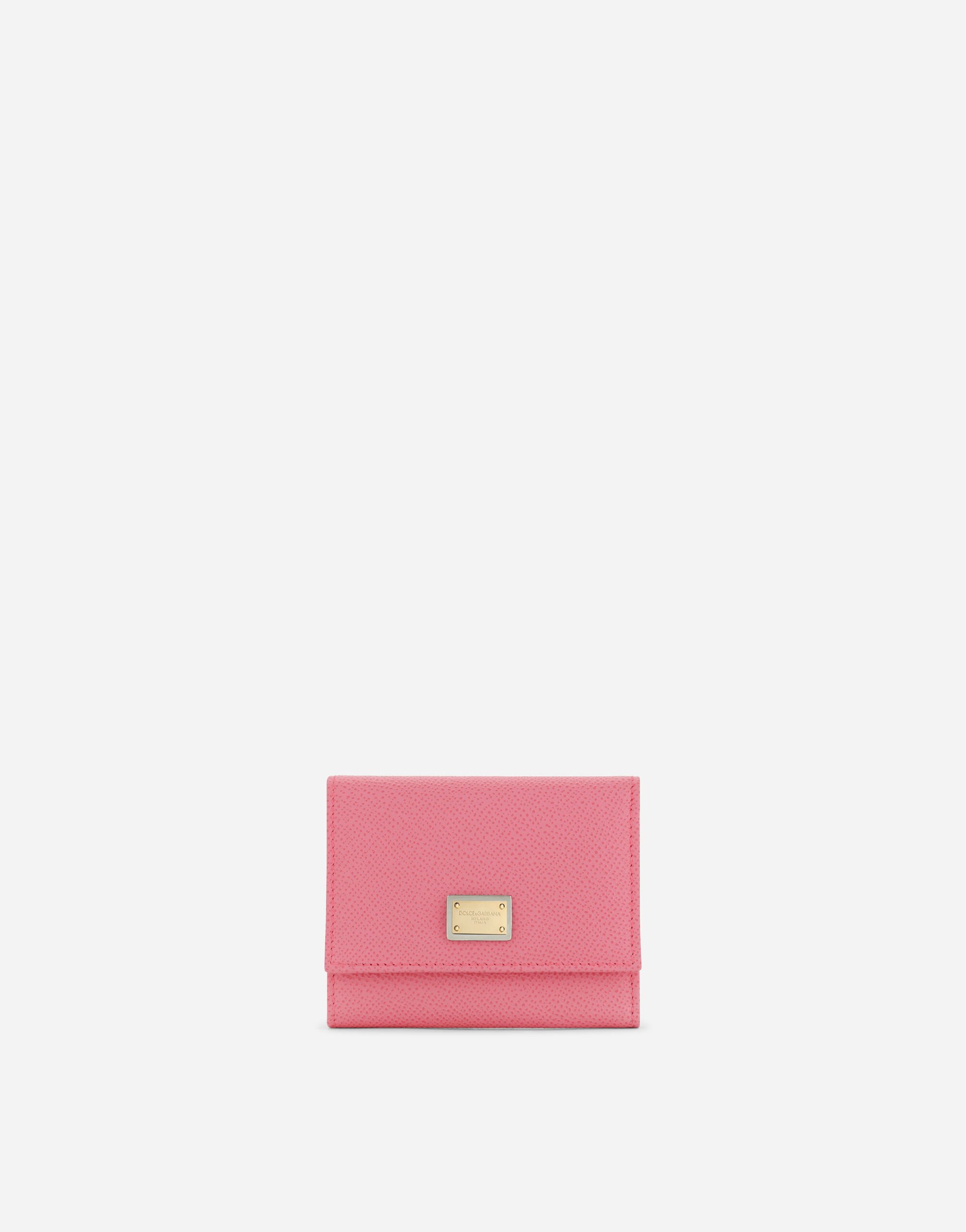 Dolce & Gabbana Calfskin wallet with branded plate Pink BI0473AV967