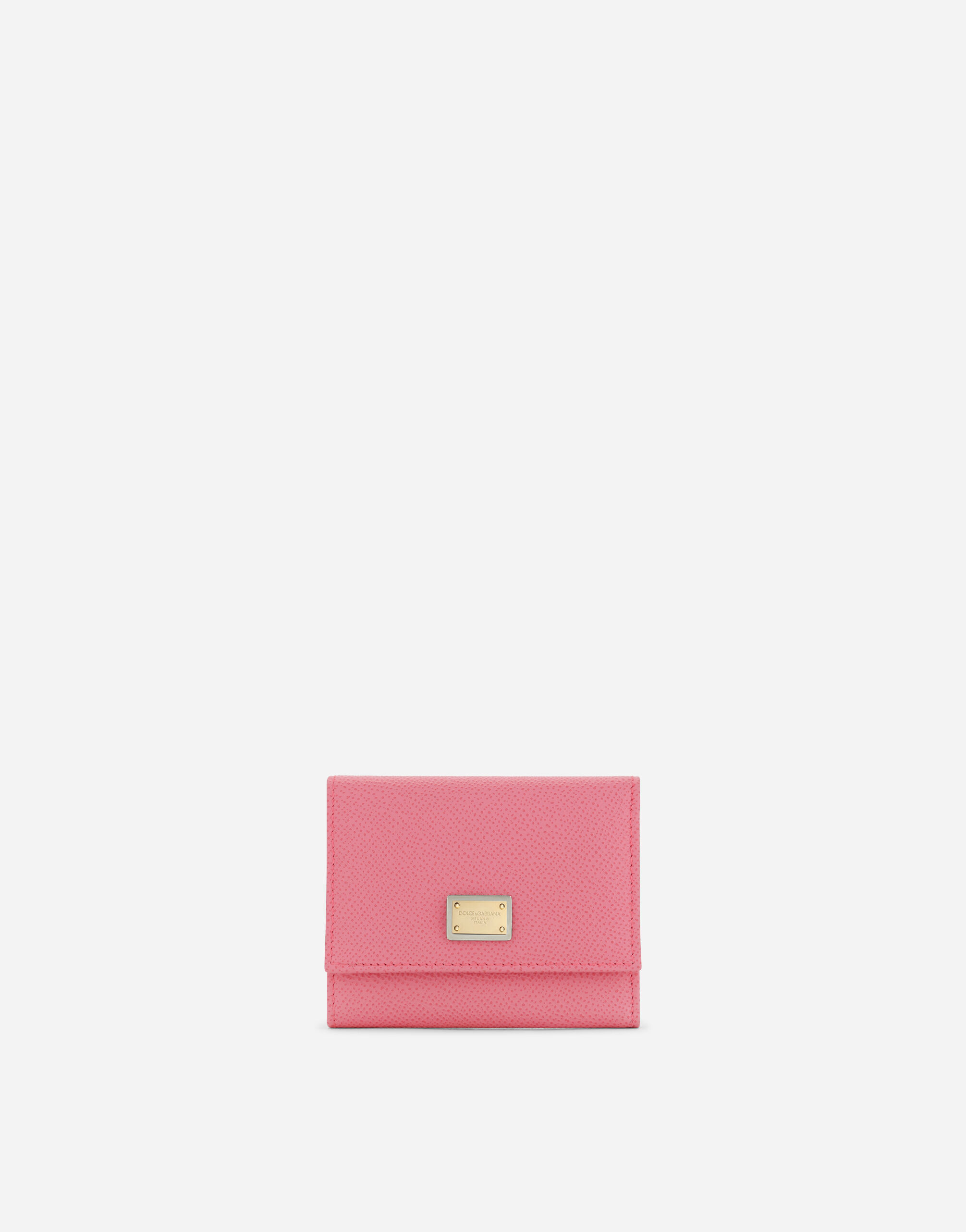 Dolce & Gabbana Calfskin wallet with branded plate Pink BI1261AS204