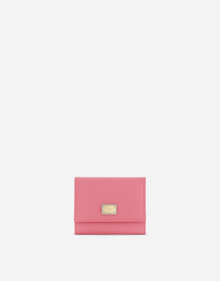 Dolce & Gabbana Calfskin wallet with branded plate Pink BI0770A1001