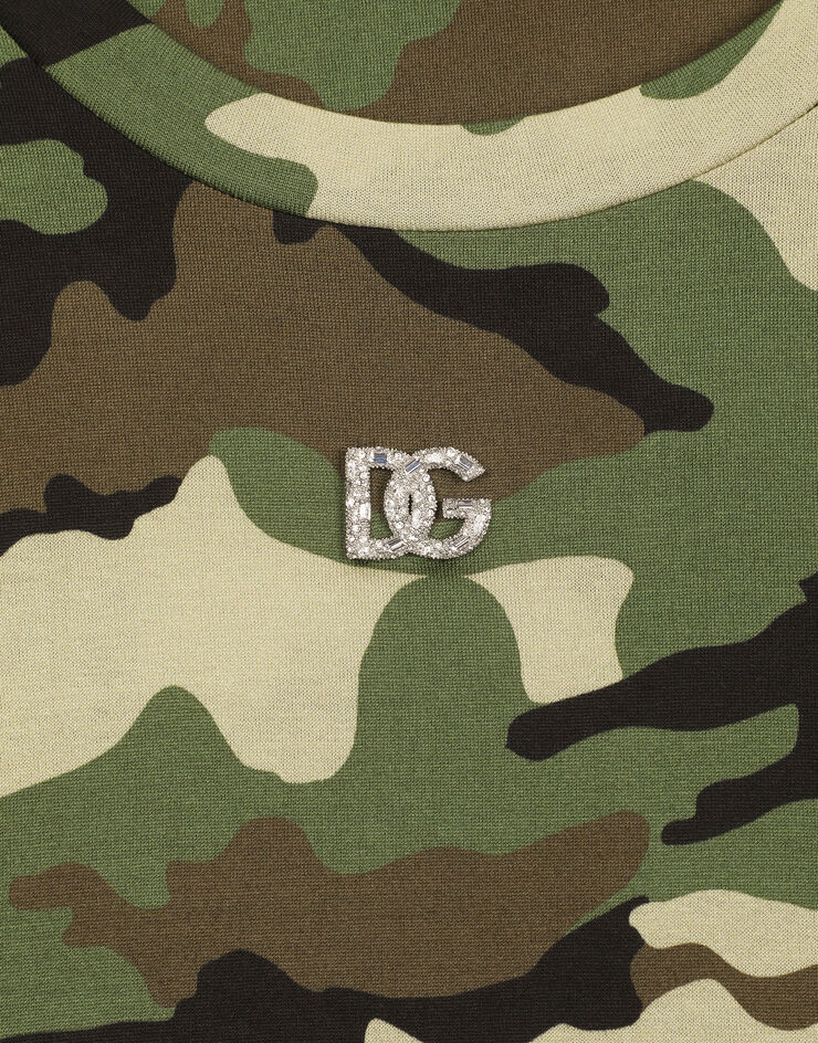 Dolce & Gabbana Cropped camouflage-print jersey T-shirt Multicolore F8O55ZFS75E