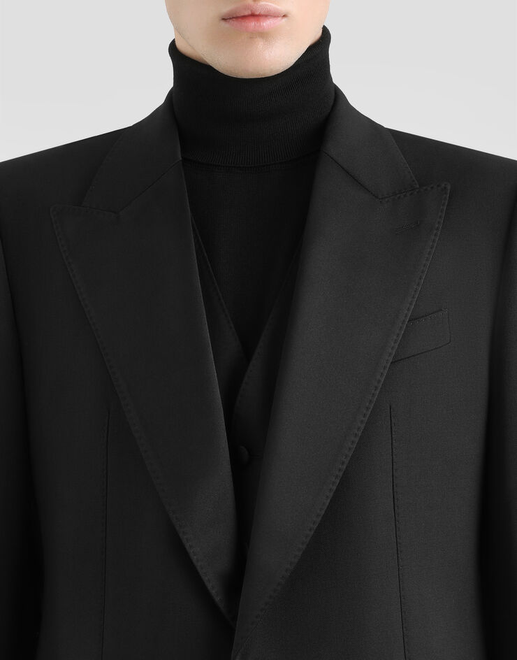 Dolce & Gabbana Three-piece Sicilia-fit suit in stretch wool Black GKPUMTFUBE7