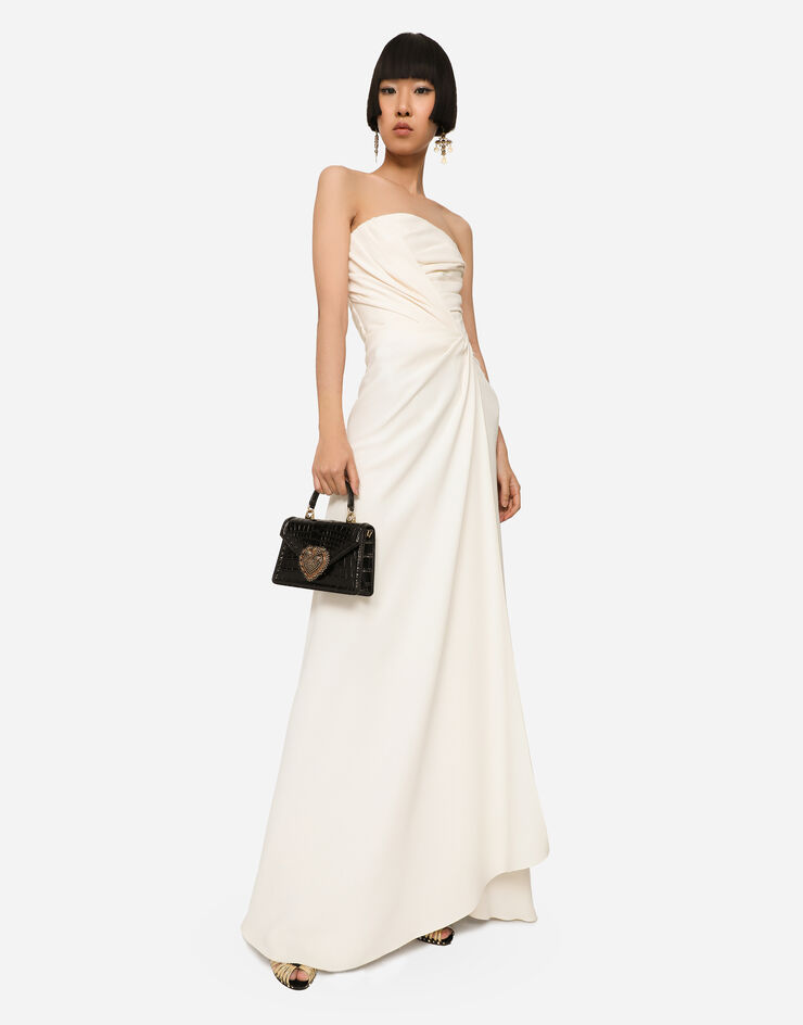 Dolce & Gabbana Long sable dress with side slit White F6K3GTFU1OA